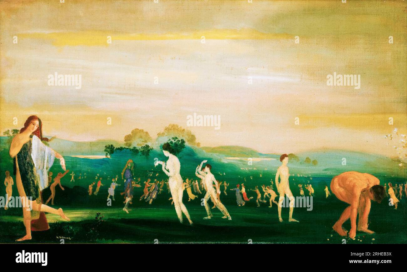 Arthur B Davies, Elysian Fields, pittura ad olio su tela, prima del 1928 Foto Stock