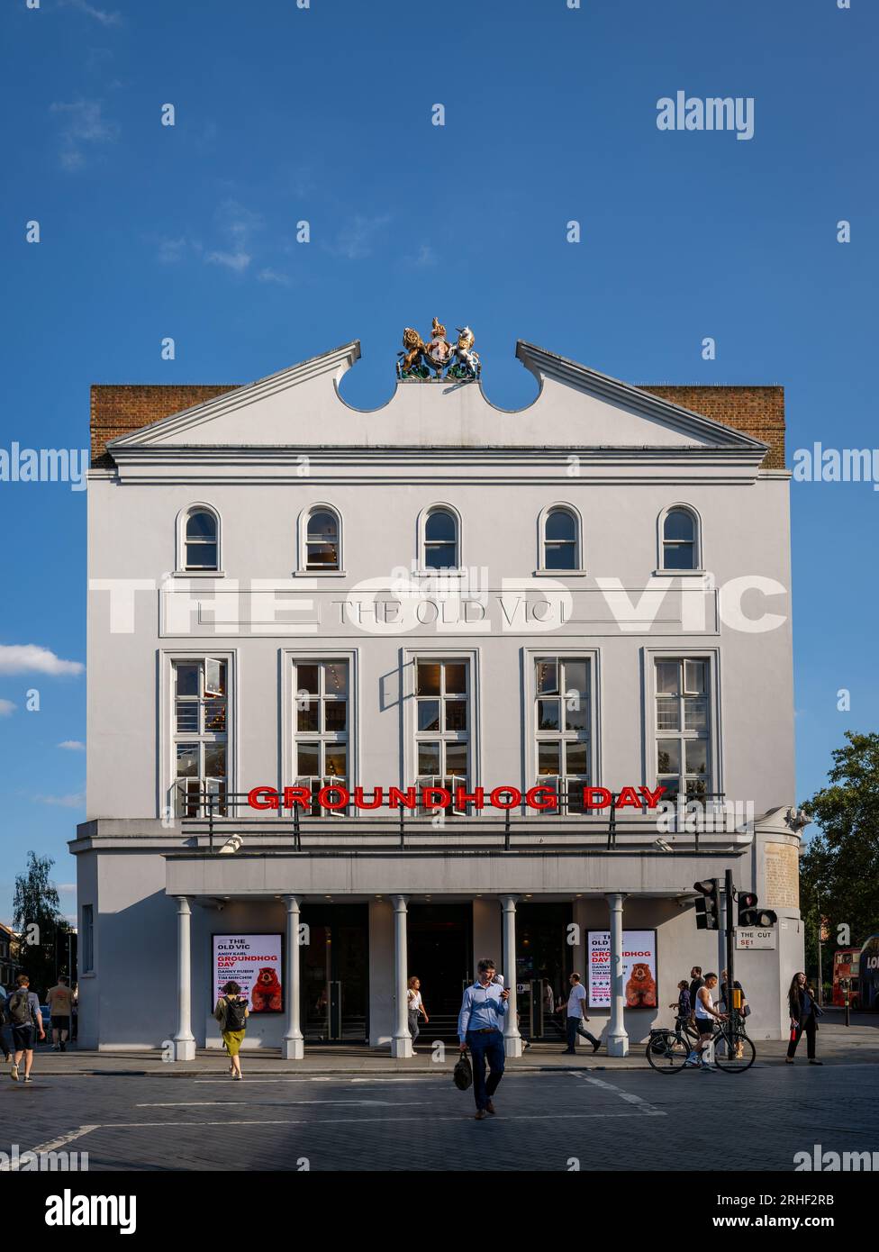Londra, Regno Unito: The Old Vic, un famoso vecchio teatro (teatro) al 103 The Cut di Londra. Attualmente in riproduzione Groundhog Day. Foto Stock