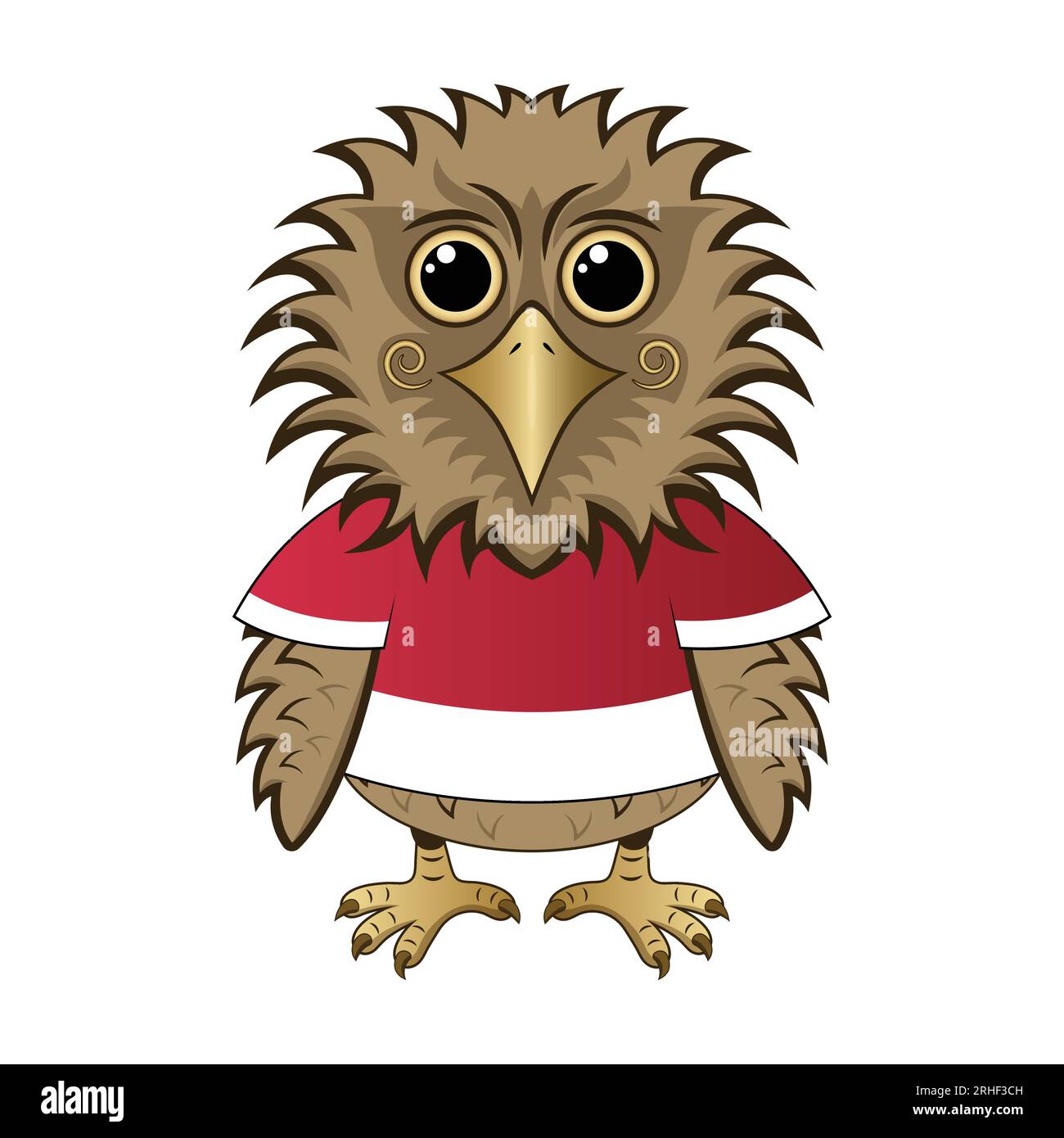 Piccola aquila con la maglietta rossa-bianca per il giorno dell'indipendenza della Repubblica Indonesia 17 agosto Illustrazione Vettoriale