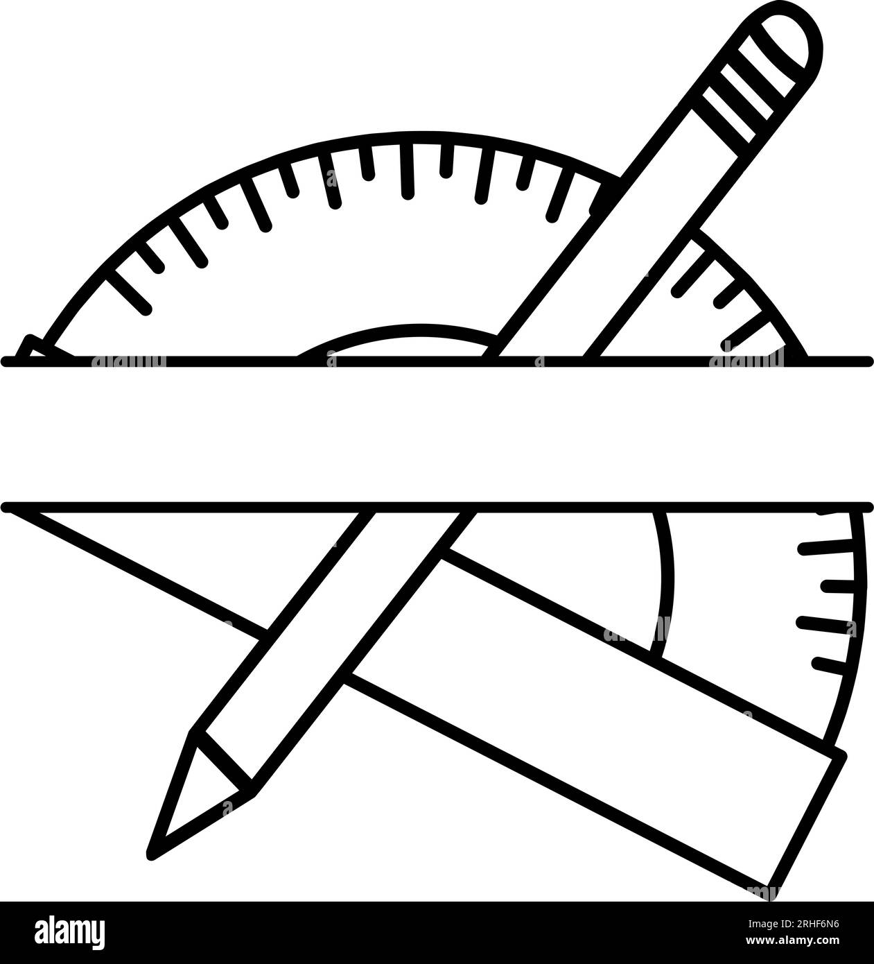 Monogramma forniture scolastiche. Torna a scuola Illustrazione Vettoriale