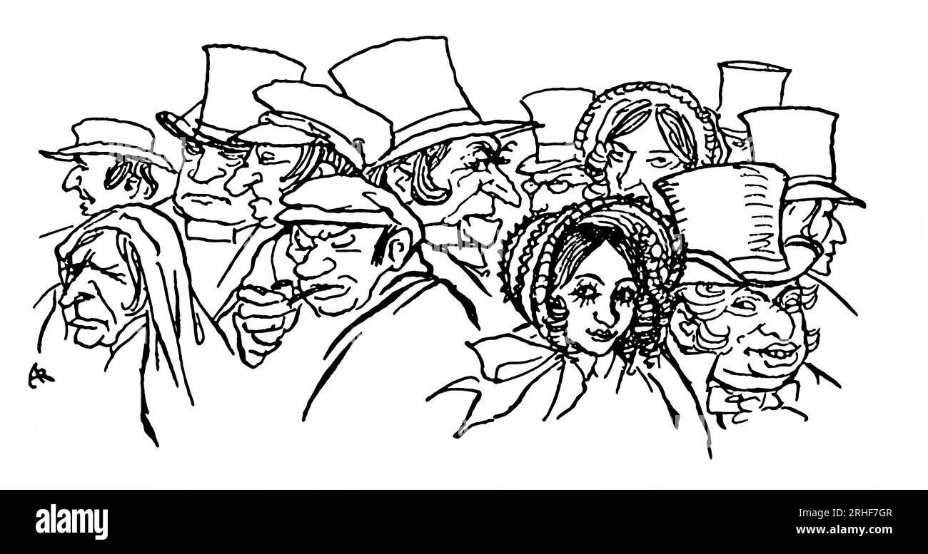 The Man of the Crowd, di Edgar Allan PoE, illustrazione da PoE's Tales of Mystery & Imagination di Arthur Rackham, edita digitalmente Foto Stock