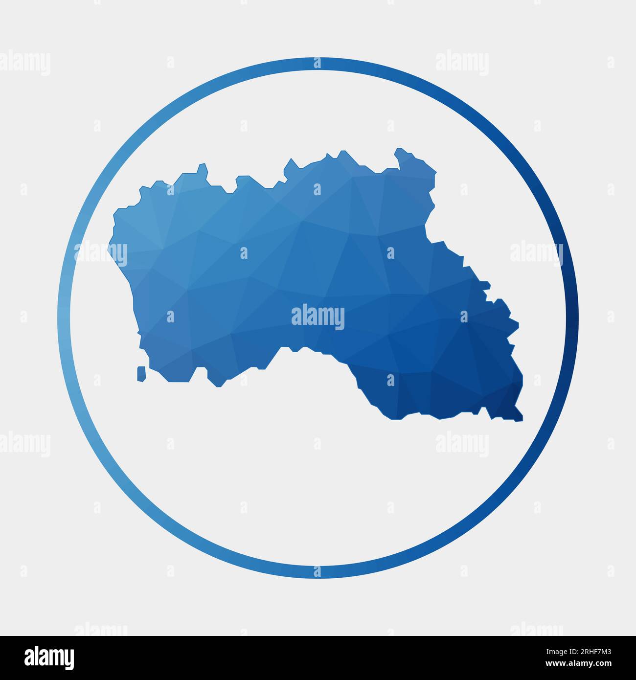 Icona dell'isola di Santa Maria. Mappa poligonale nell'anello gradiente. Cartello per Santa Maria Island rotondo. Illustrazione vettoriale. Illustrazione Vettoriale