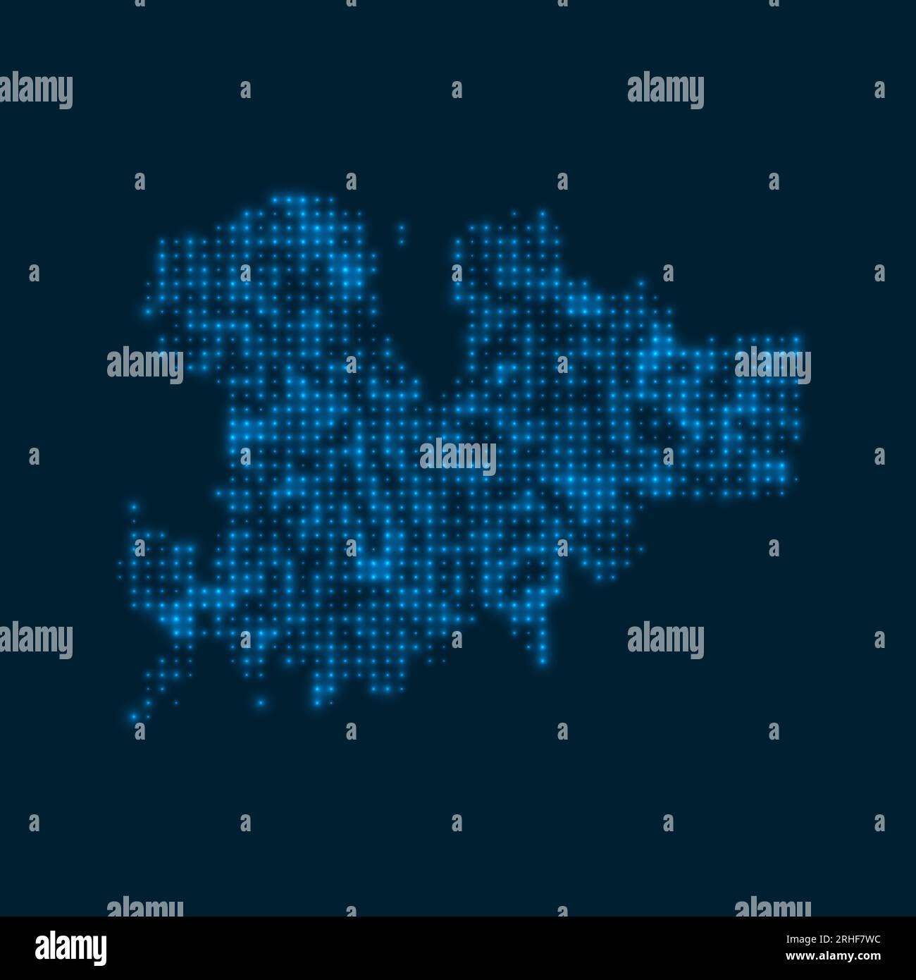 Mykonos ha una mappa luminosa a punti. Forma dell'isola con lampadine blu luminose. Illustrazione vettoriale. Illustrazione Vettoriale
