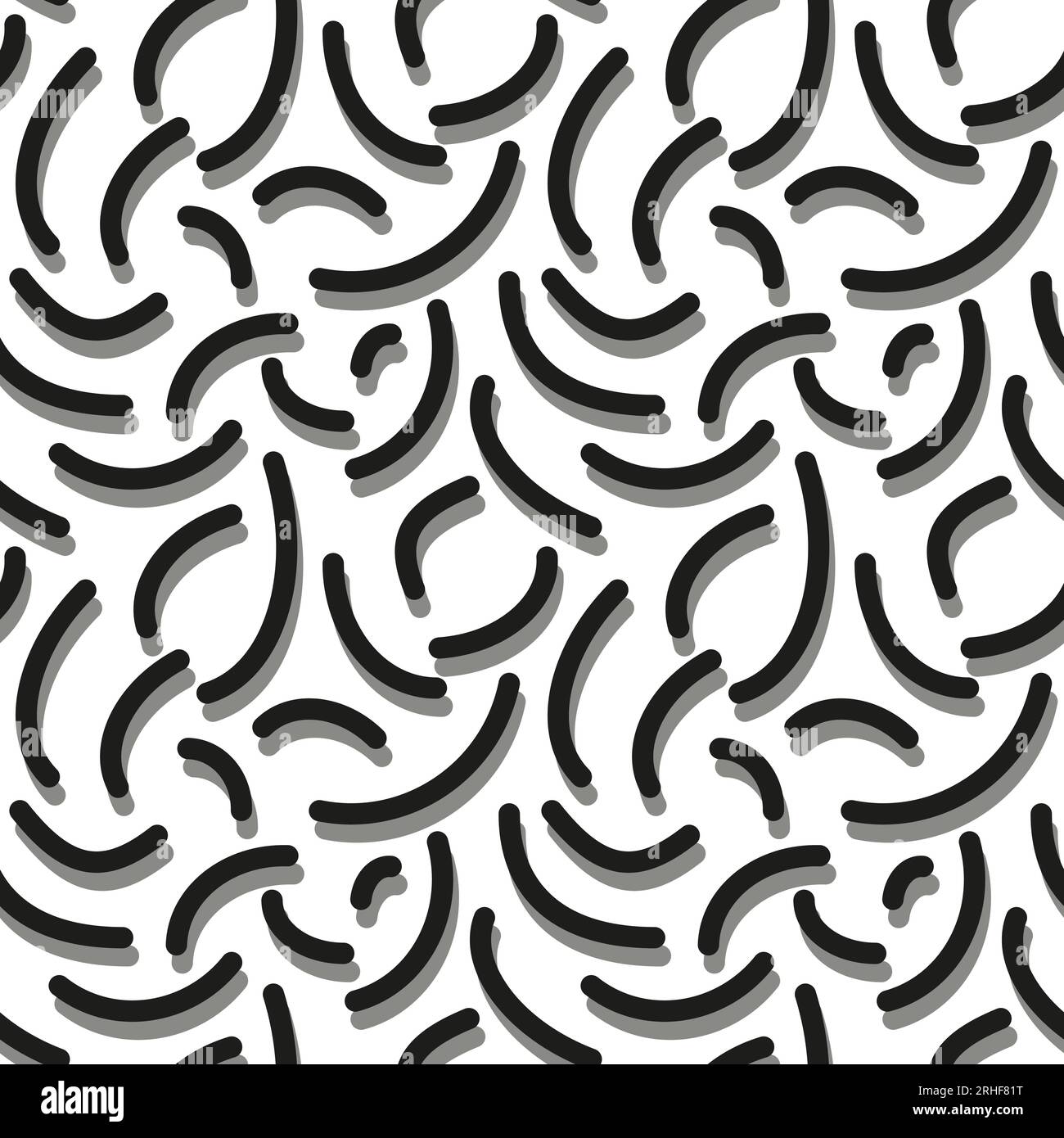 Ripetizione geometrica senza giunzioni di archi semplici. Vettore monocromatico nero, bianco e grigio. Linee semicircolari in stile doodle. Per abiti stampati, tessuti, tessuti Illustrazione Vettoriale