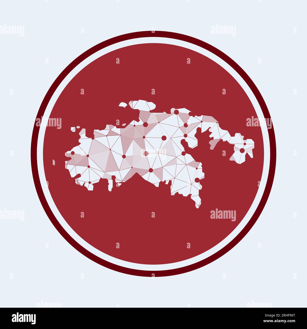 Icona di San Giovanni. Logo tecnologico alla moda dell'isola. Design rotondo con mesh geometrica. Tecnologia, Internet, rete, concetto di telecomunicazione. Illustrazione Vettoriale