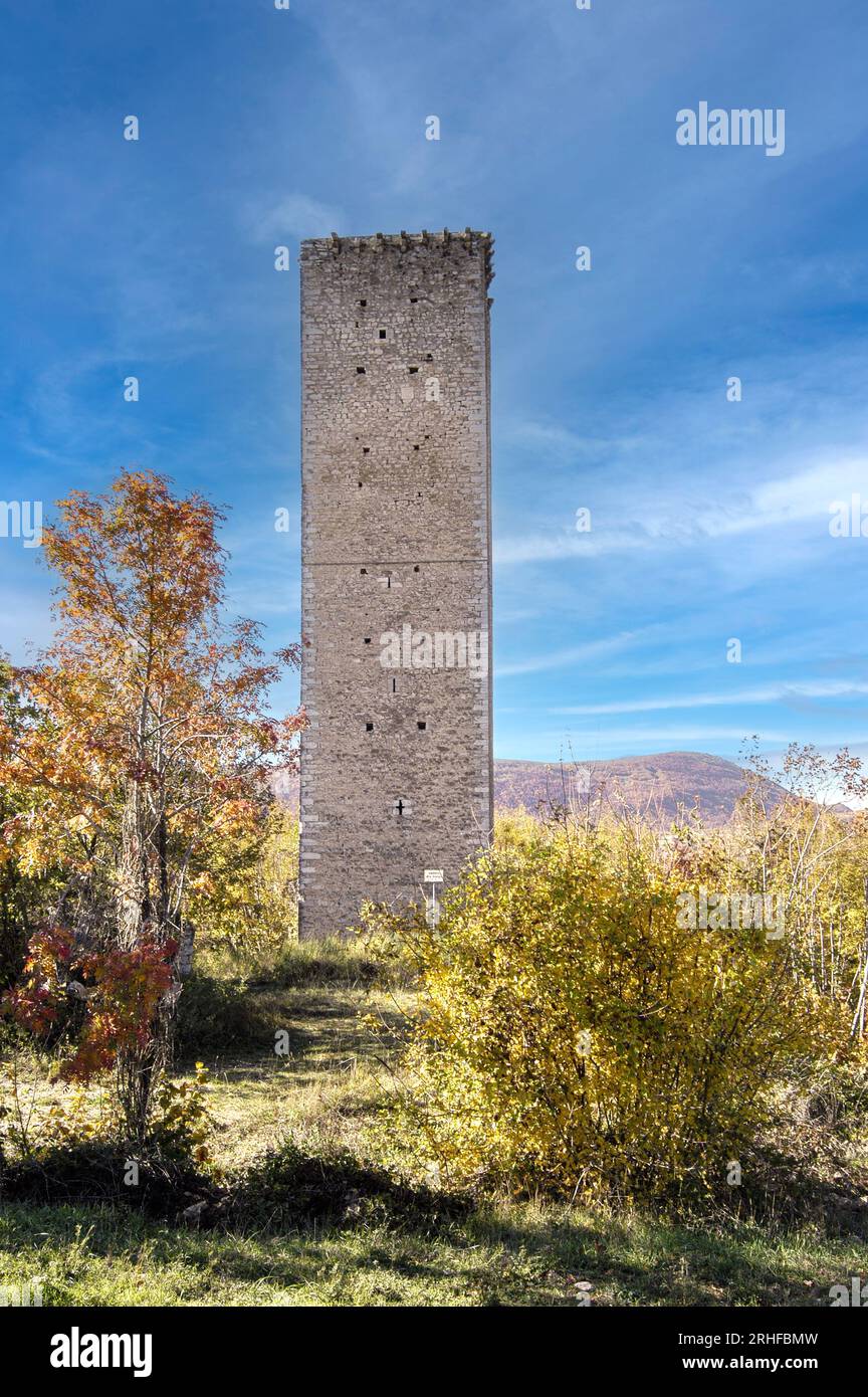 Italia Umbria Valnerina Torre del castello di San Giorgio Foto Stock