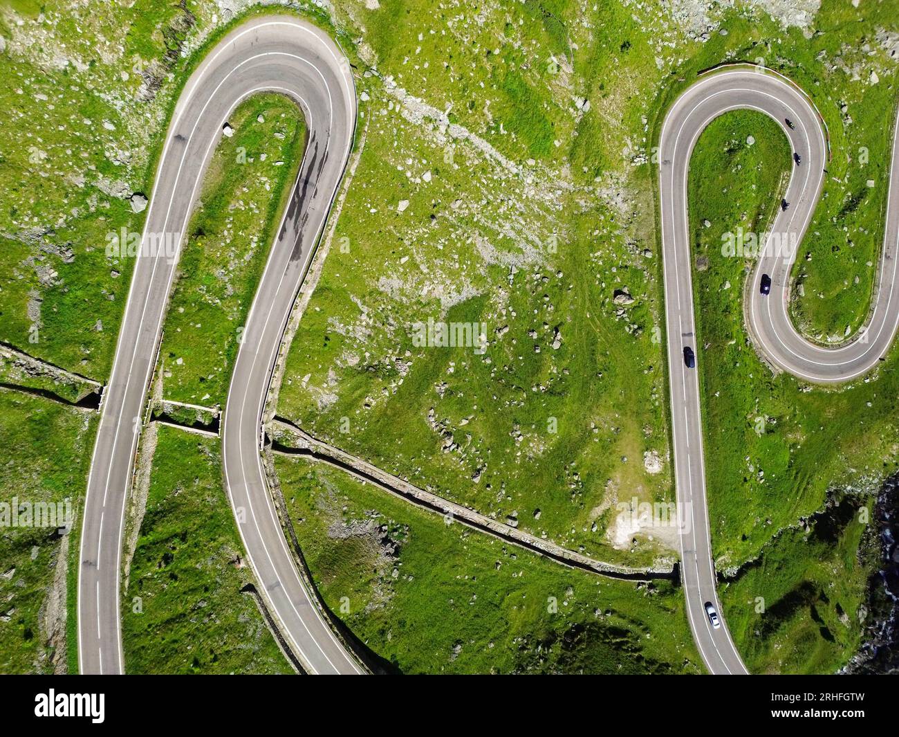 Vista aerea delle curve a gomito Foto Stock