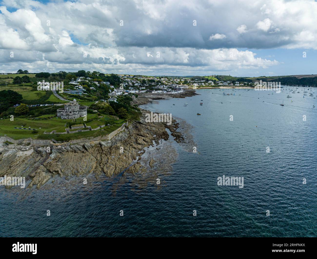 Castello di St Mawes Truro Cornovaglia, vista aerea di questo castello Foto Stock