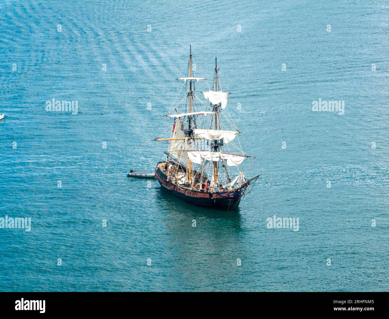 Phoenix Tight Ship di Portsmouth, visto a Falmouth 2023. È stata convertita al Caravel 'Santa Maria' del XV secolo per il film Conquest of Para Foto Stock