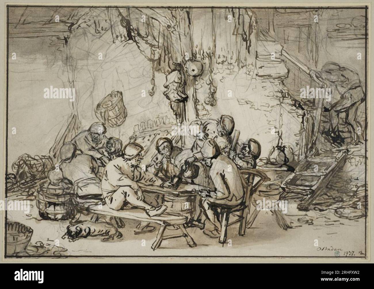 Interno di una taverna tra il 1640 e il 1649 di Adriaen van Ostade Foto Stock