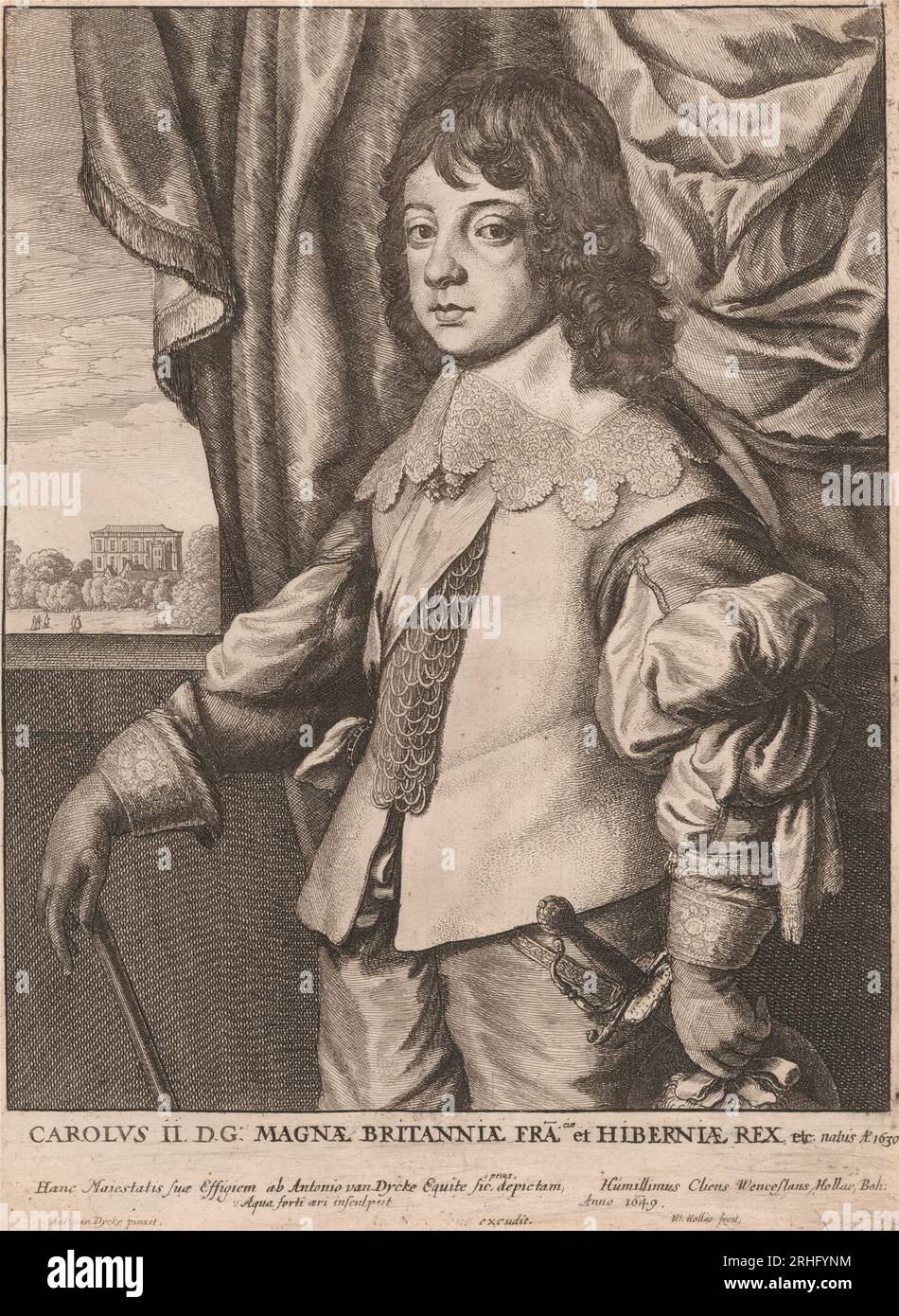 Carolus II D.G: Magnæ Britanniæ fra. Et Hiberniæ Rex etc. 1649 di Wenceslaus Hollar Foto Stock