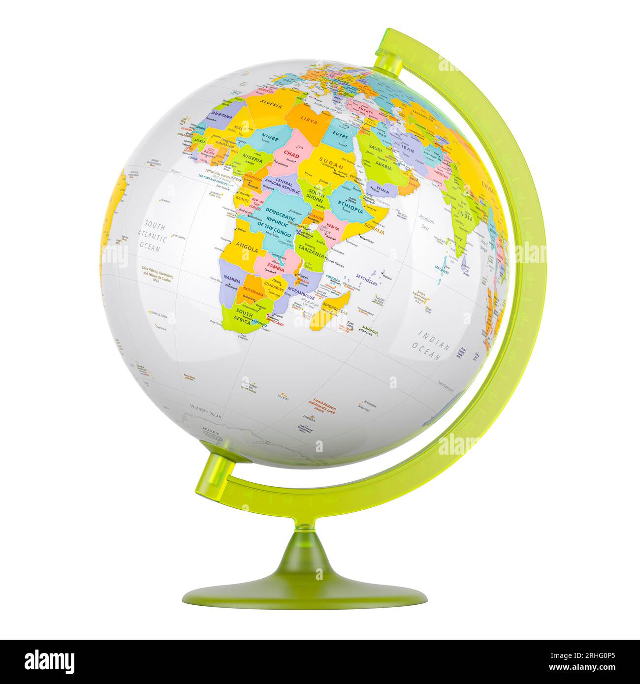 Political World Globe, rendering 3D isolato su sfondo bianco Foto Stock