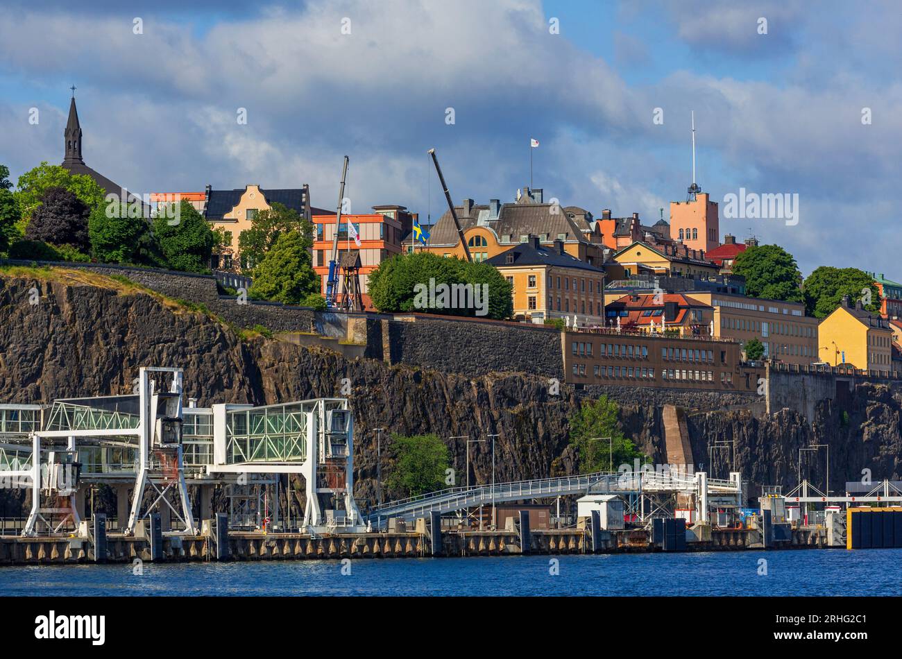 Terminal dei traghetti, distretto di Sodermalm, Stoccolma, Svezia, Scandinavia Foto Stock
