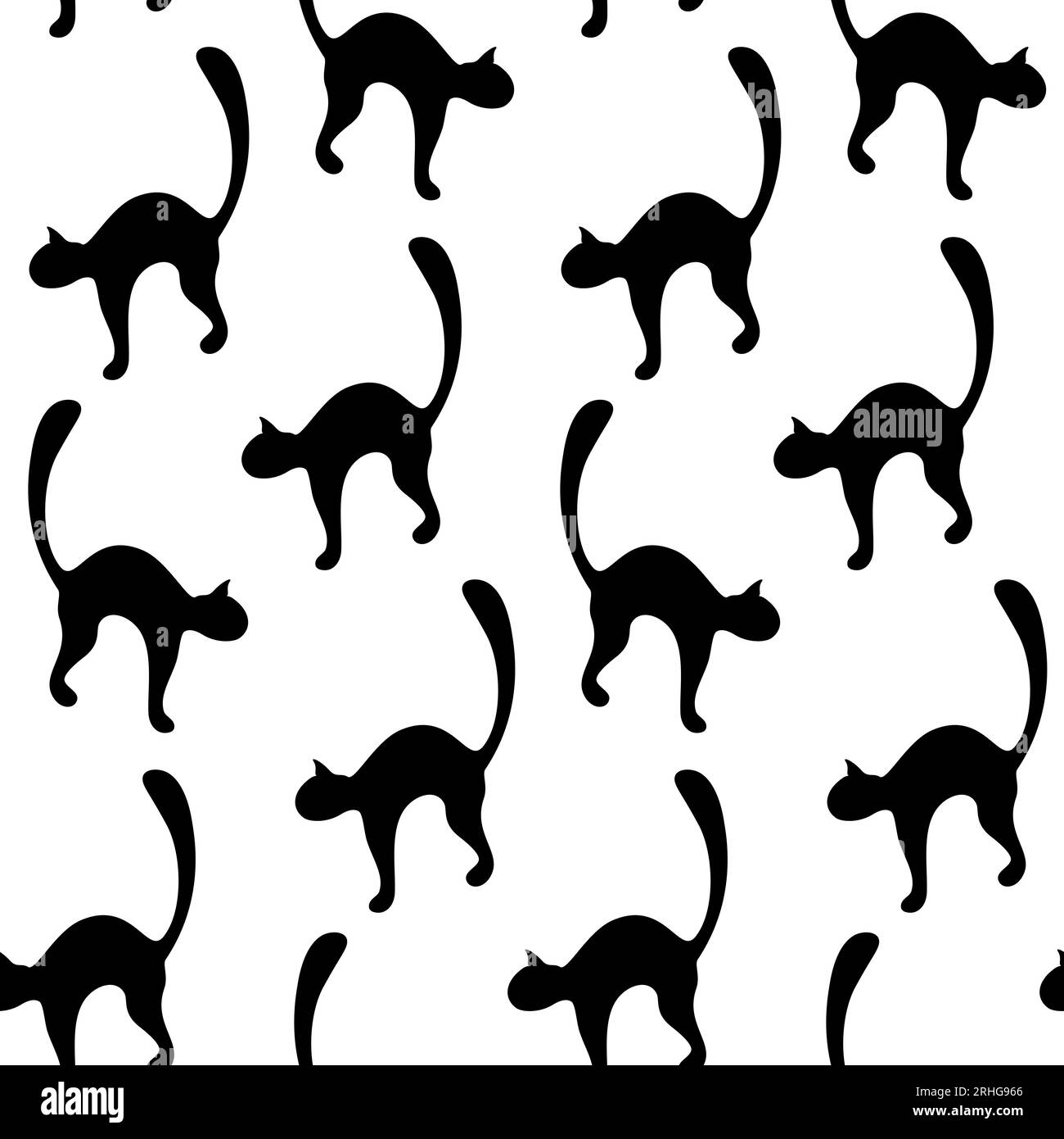 Motivo senza cuciture dell'immagine astratta della silhouette nera del gatto. Felice giornata Nazionale del Gatto Nero. EPS. Illustrazione vettoriale per la legatura, lo sfondo, per poster, striscioni, saluti o inviti. Isolare Illustrazione Vettoriale