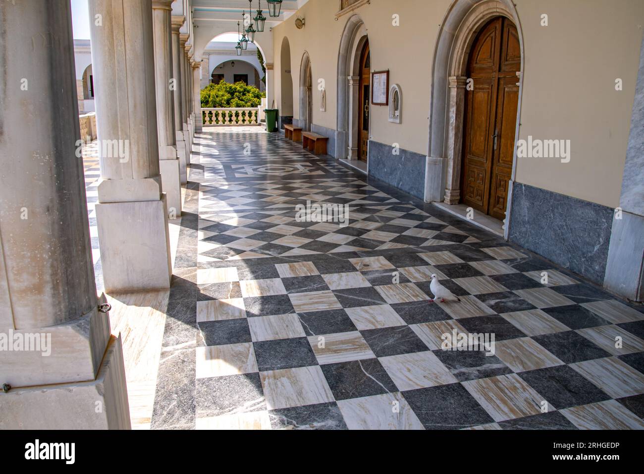 Chiesa della Madonna, Panagia Megalochari Evangelistria, sull'isola di Tinos in Grecia Foto Stock