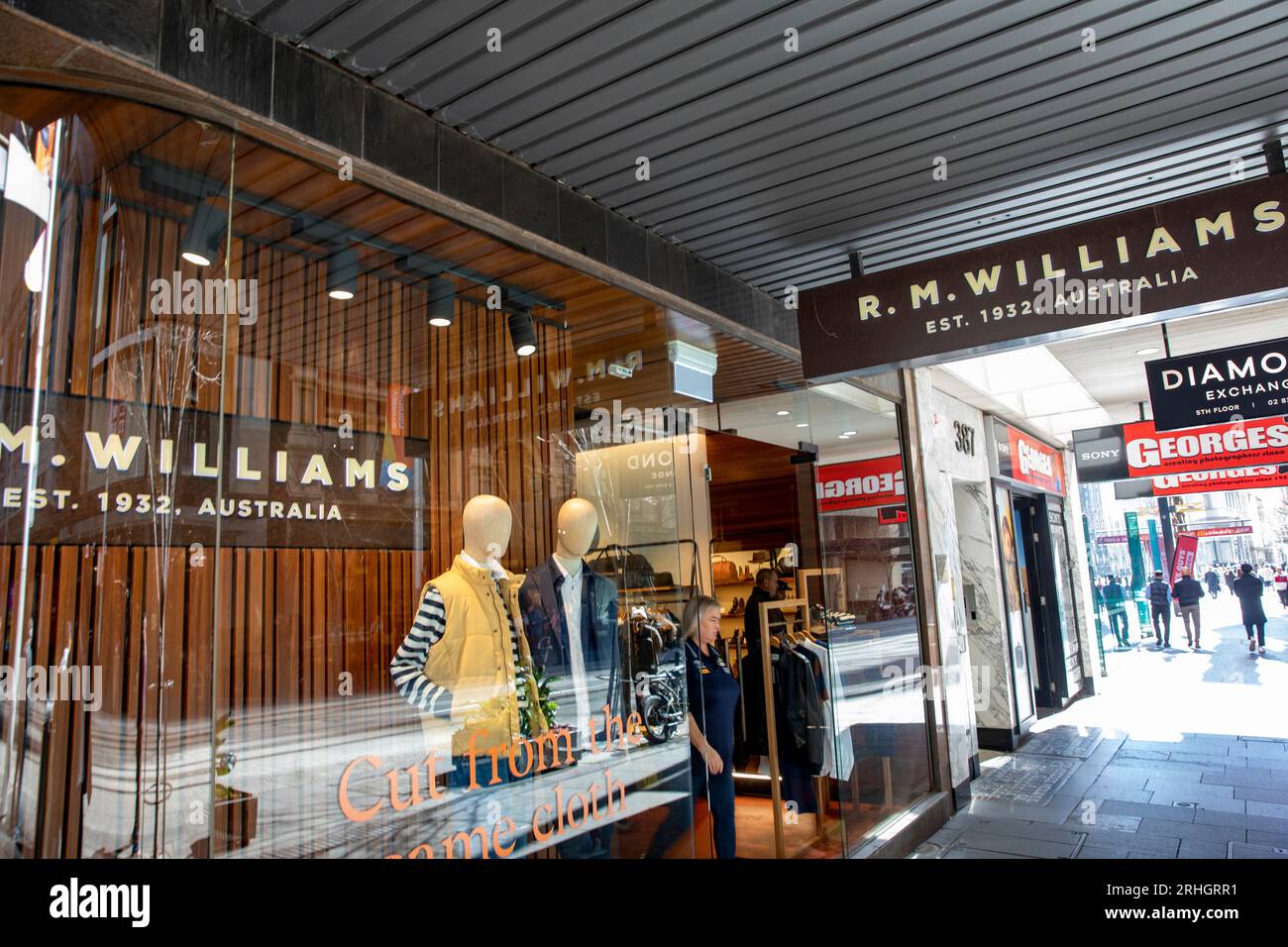 Negozio di abbigliamento e calzature R M Williams a George Street, nel centro di Sydney, New South Wales, Australia Foto Stock
