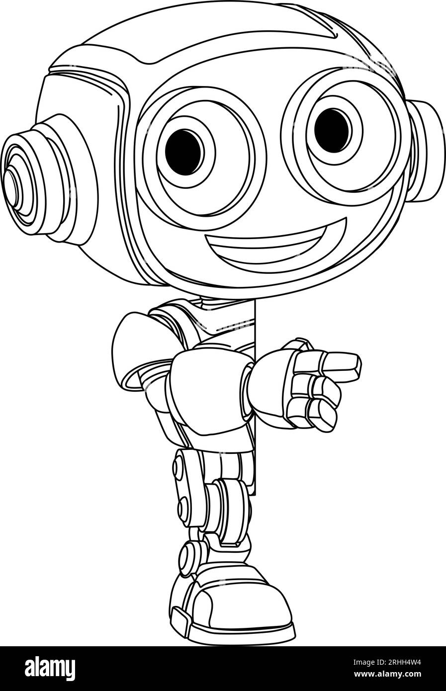 Robot Mascotte Cartoon simpatico e divertente Alien Character Man Illustrazione Vettoriale