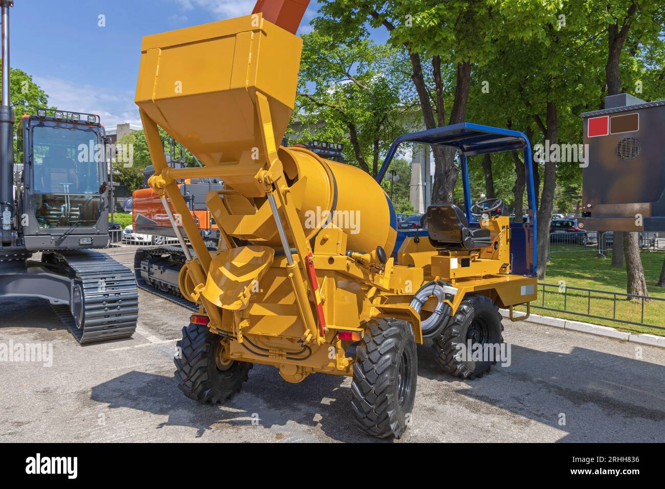 Betoniera mobile unità di miscelazione per macchine da cantiere Foto Stock