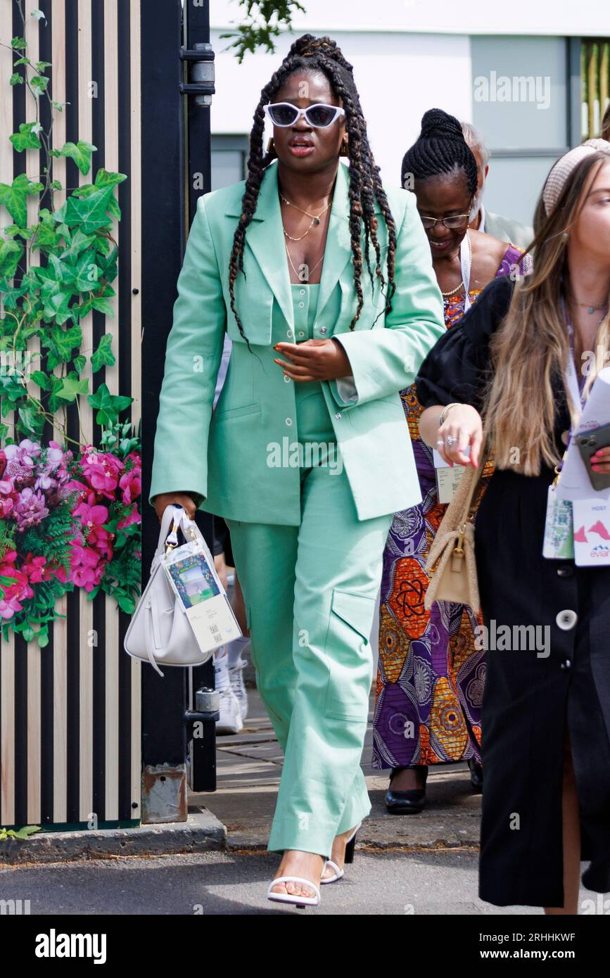 Clara Amfo è stata avvistata a Wimbledon. Immagine scattata il 3 luglio 2023. © Belinda Jiao jiao.bilin@gmail.com 07598931257 https://www.belindajiao.com/about Foto Stock