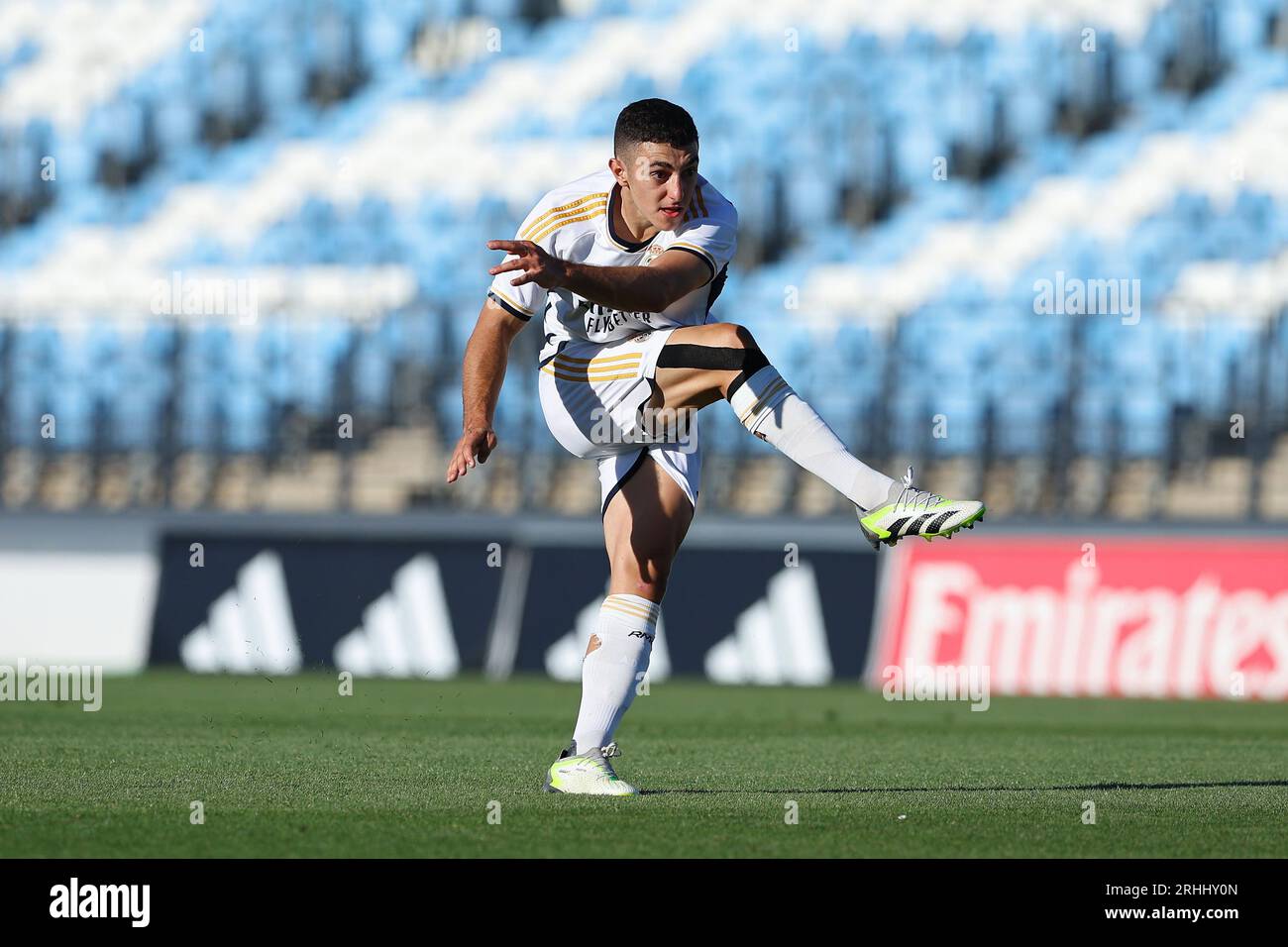 Madrid, Spagna. 16 agosto 2023. Antonio David (RMCastilla) calcio/calcio : partita di pre-stagione spagnola tra Real Madrid Castilla 0-0 Unionistas de Salamanca CF allo Stadio Alfredo di Stefano di Madrid, Spagna . Crediti: Mutsu Kawamori/AFLO/Alamy Live News Foto Stock