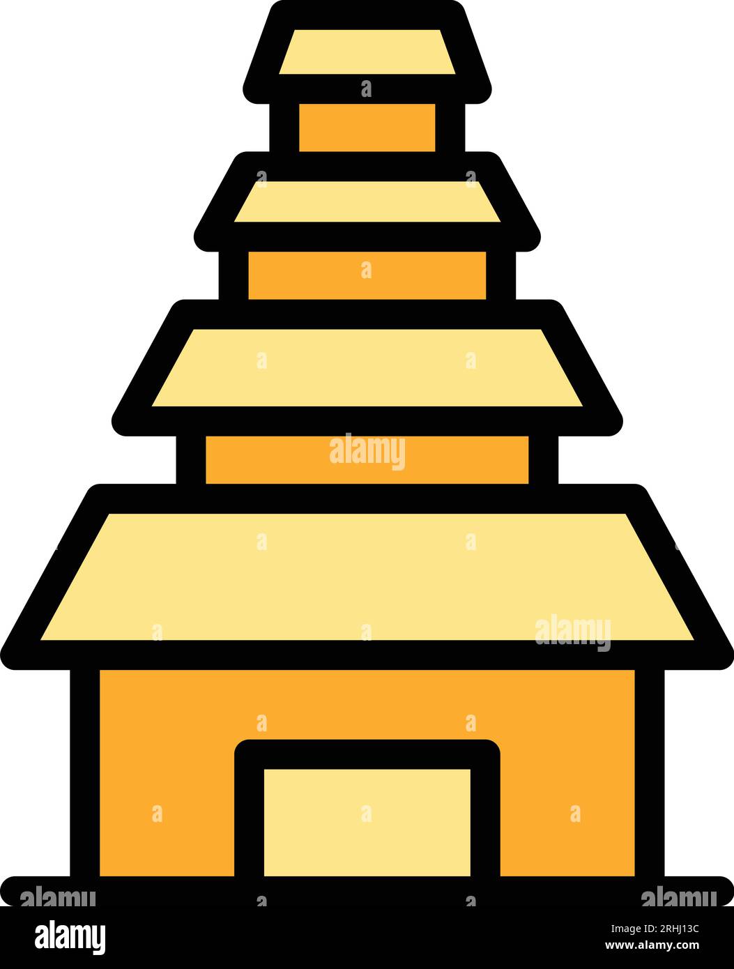 Icona della torre della casa di Giacarta. Skyline della città. Viaggiare in piano di colore ondel Illustrazione Vettoriale