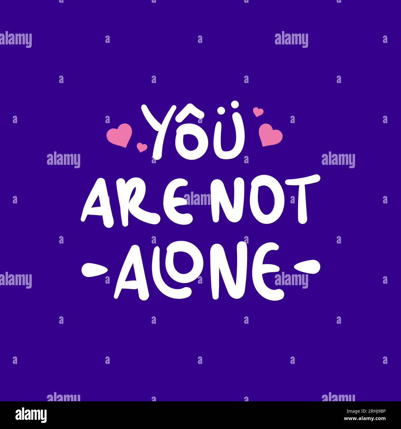 Non sei sola. una citazione per la prevenzione del suicidio nel testo del doodle vettoriale Illustrazione Vettoriale