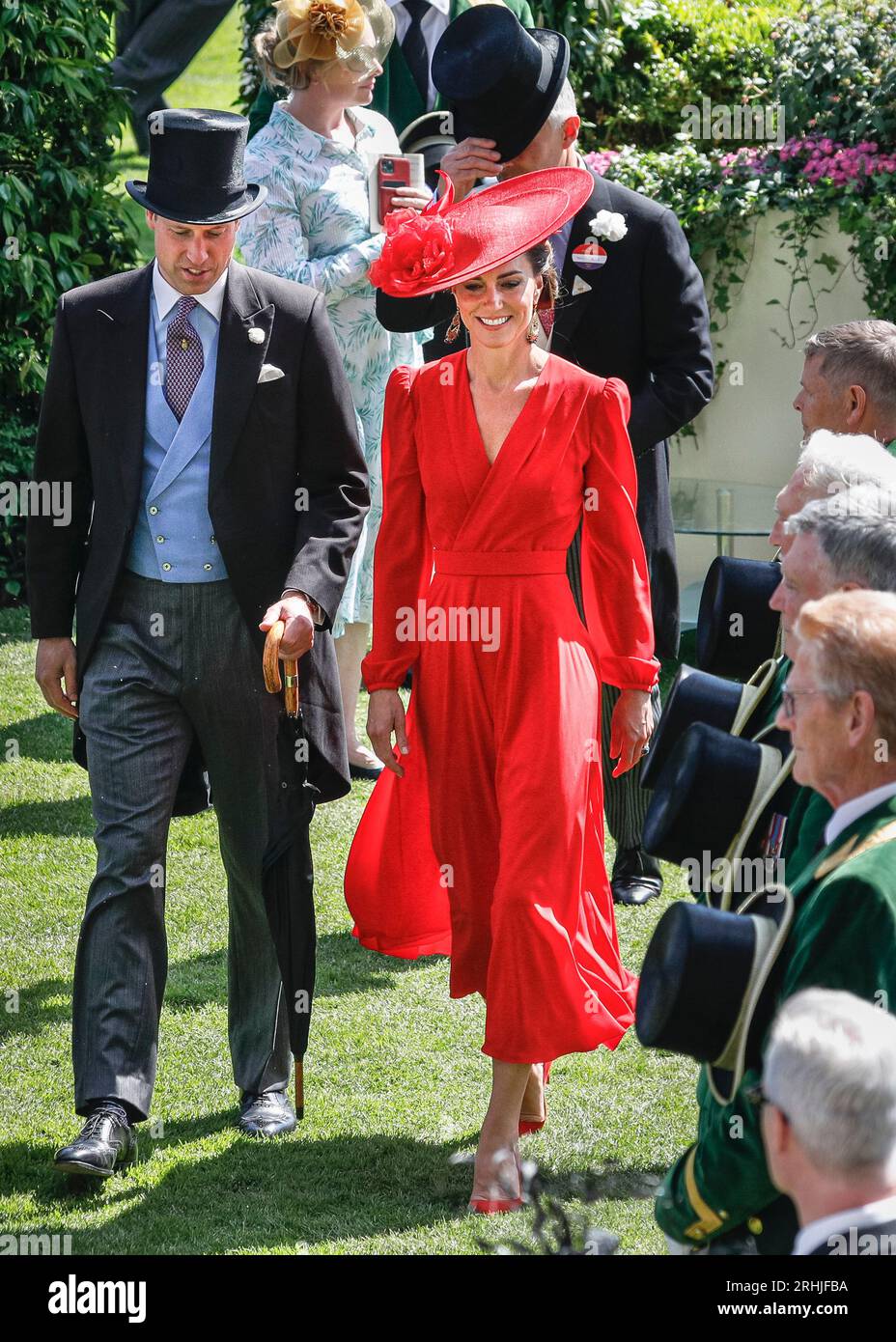 Catherine (Kate) e William, il Principe e la Principessa di Galles a Royal Ascot, Inghilterra, Regno Unito Foto Stock
