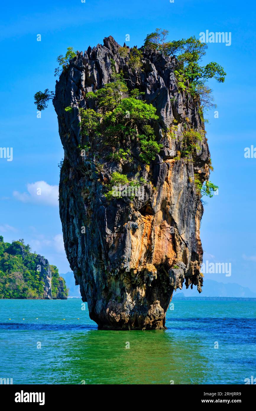 Thailandia, Phang Nga Bay, Ao Phang Nga national parc, Ko Khao Antonello Kan isola, Ko Tapu rock o James Bond rock Foto Stock