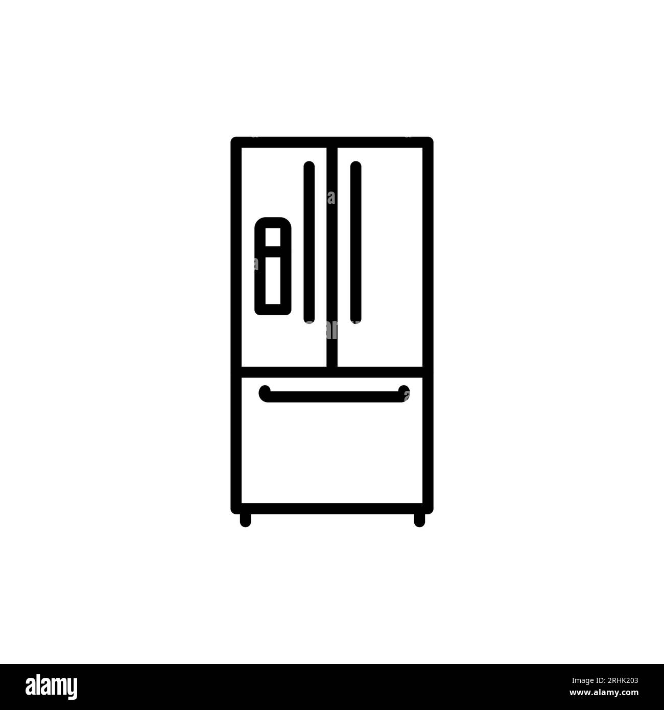 Icona linea nera Smart Refrigerator. Dispositivo da cucina. Elettrodomestico. Delinea pittogramma per pagina Web, app mobile, promo Illustrazione Vettoriale