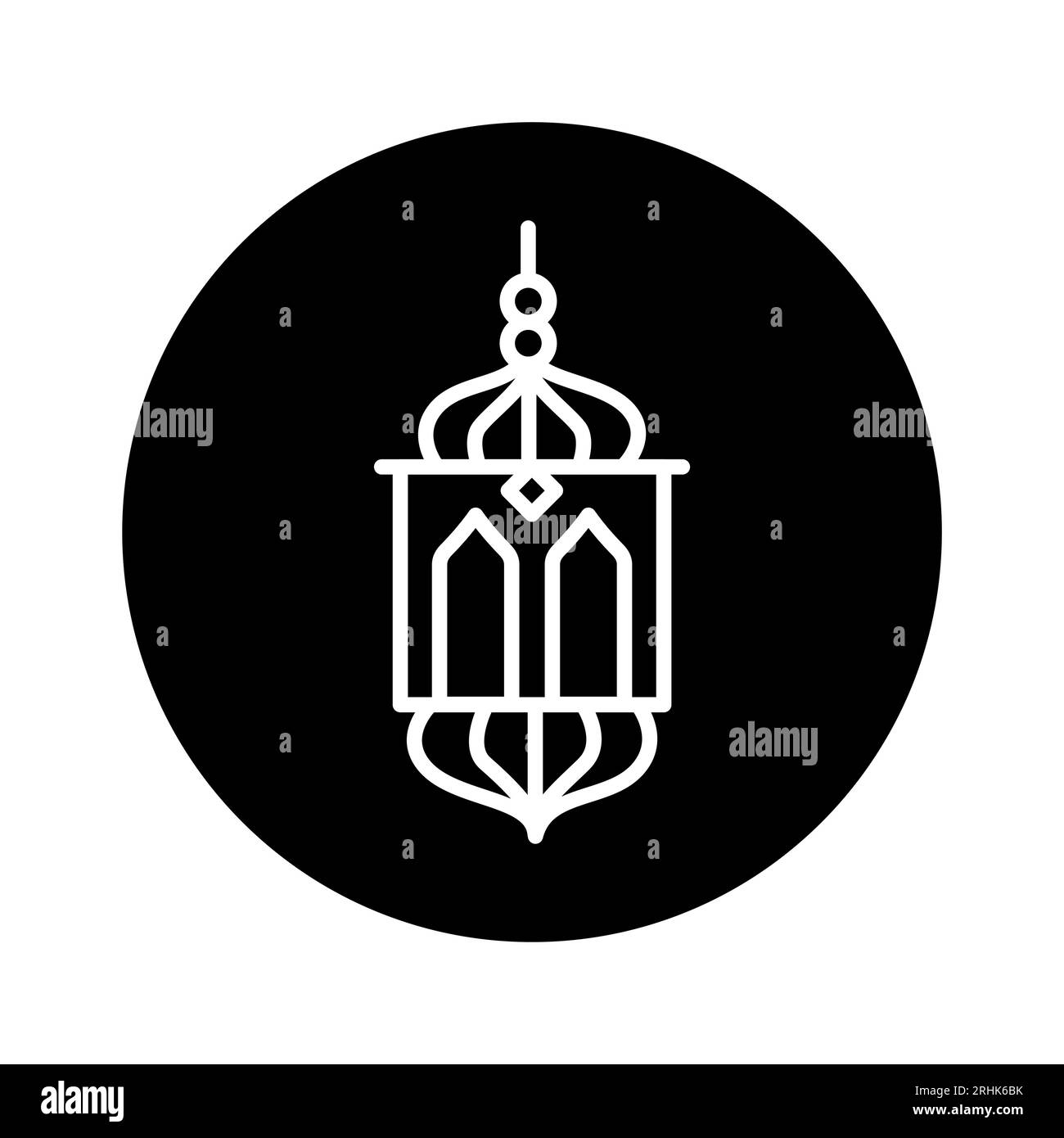 Icona del colore della linea della lampada musulmana. Elemento vettoriale isolato. Pittogramma a contorno per pagina web, app mobile, promo Illustrazione Vettoriale