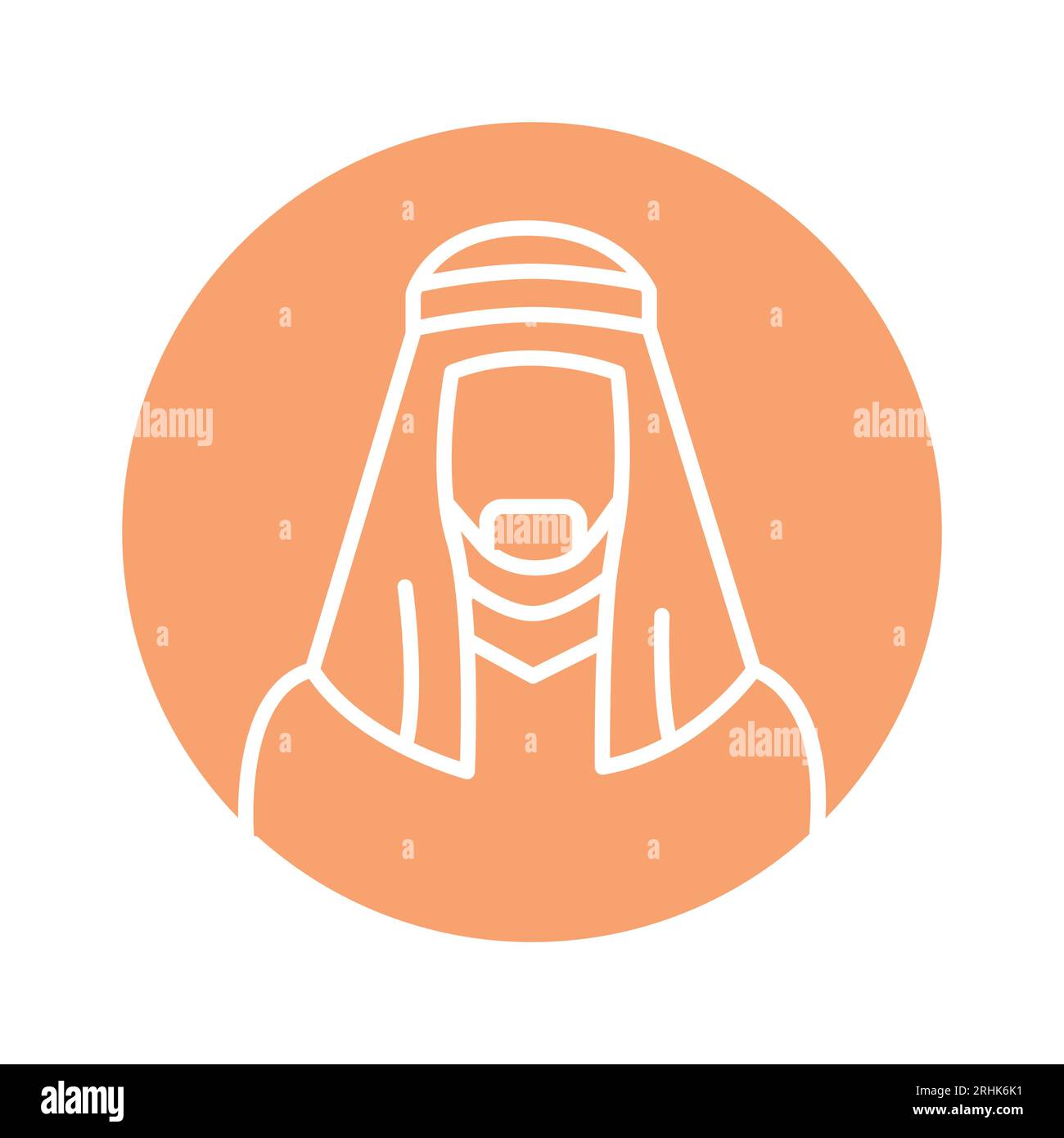 Uomo arabo tradizionale musulmano keffiyeh linea colore icona. Elemento vettoriale isolato. Pittogramma a contorno per pagina web, app mobile, promo Illustrazione Vettoriale
