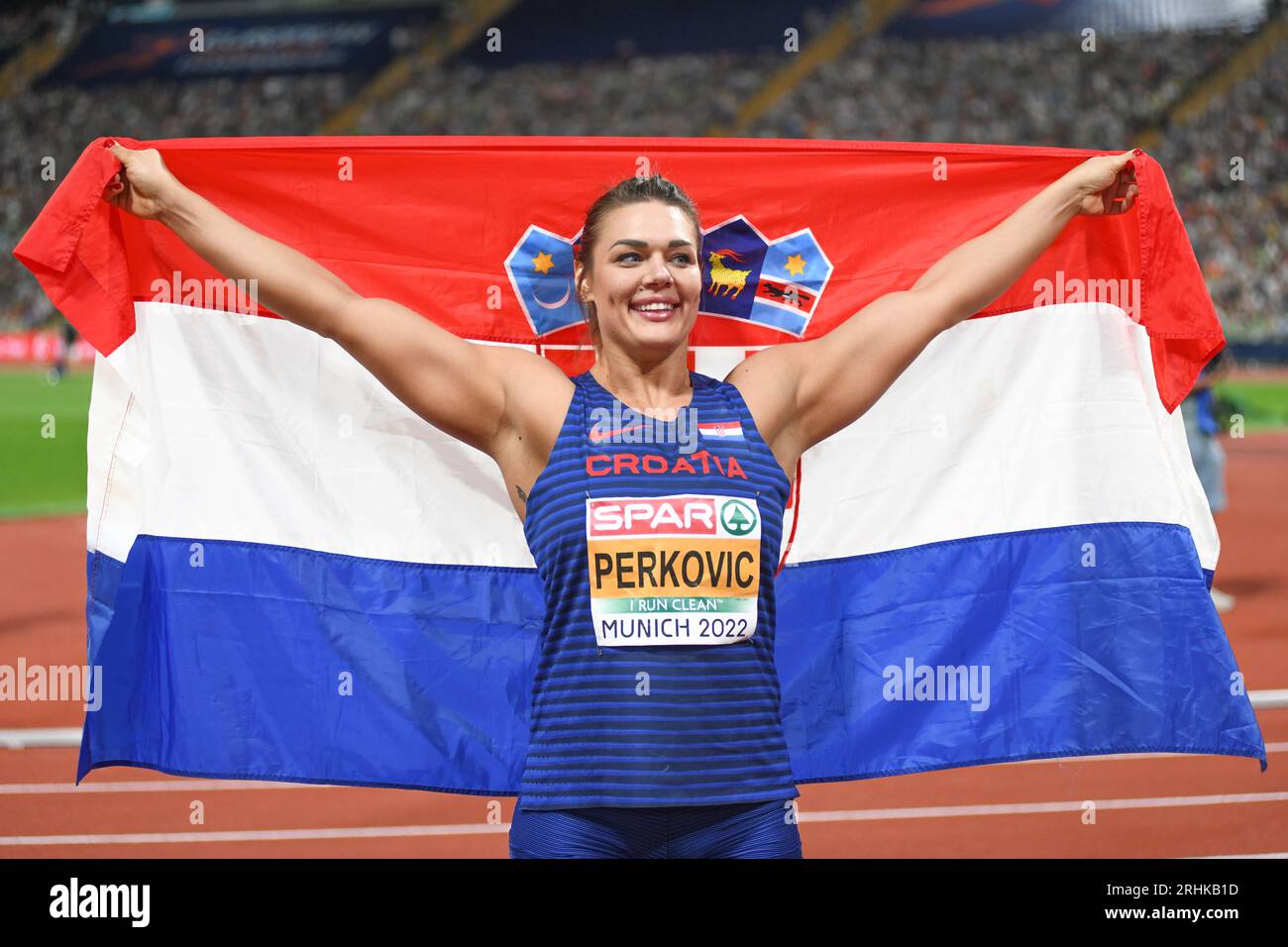 Sandra Perkovic (Croazia): Discus Throw Medaglia d'oro. Campionato europeo di Monaco 2022 Foto Stock