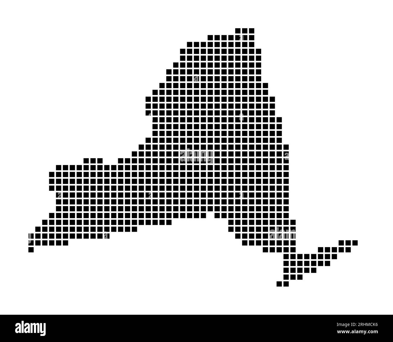 Mappa di New York. Mappa di New York in stile punteggiato. Bordi dello stato degli Stati Uniti riempiti di rettangoli per il progetto. Illustrazione vettoriale. Illustrazione Vettoriale