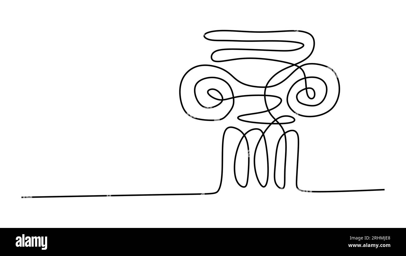 Colonna greca un disegno a linea continua. Illustrazione Vettoriale