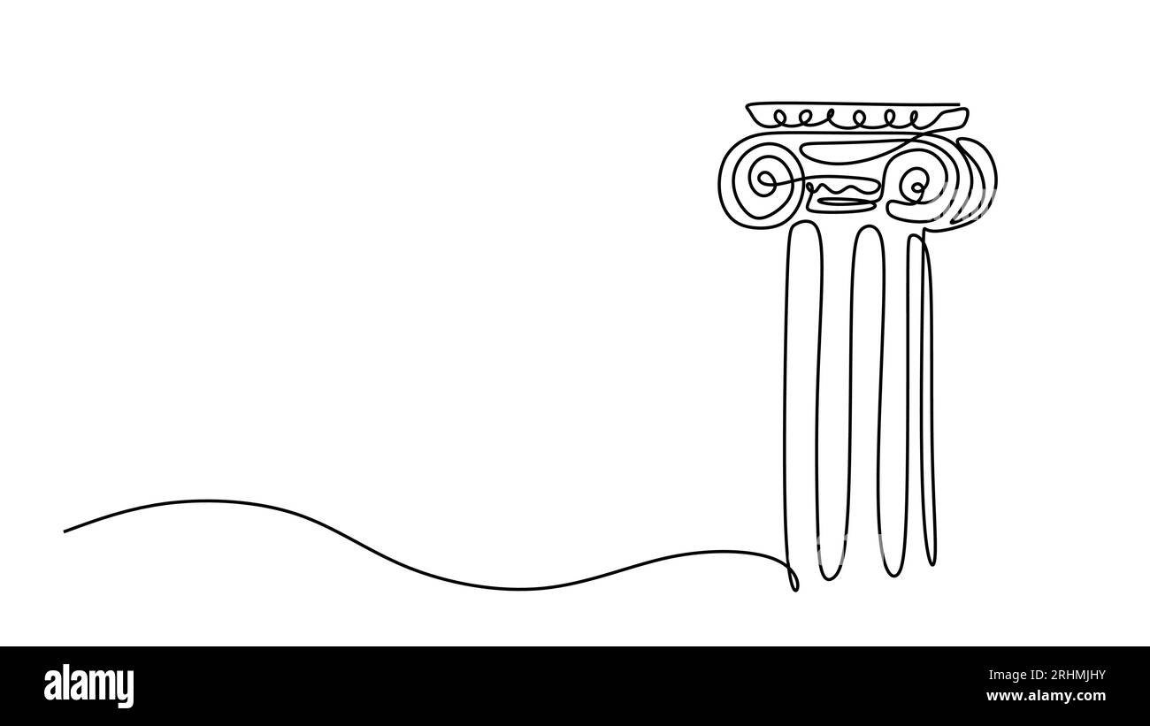 Colonna greca un disegno a linea continua. Illustrazione Vettoriale