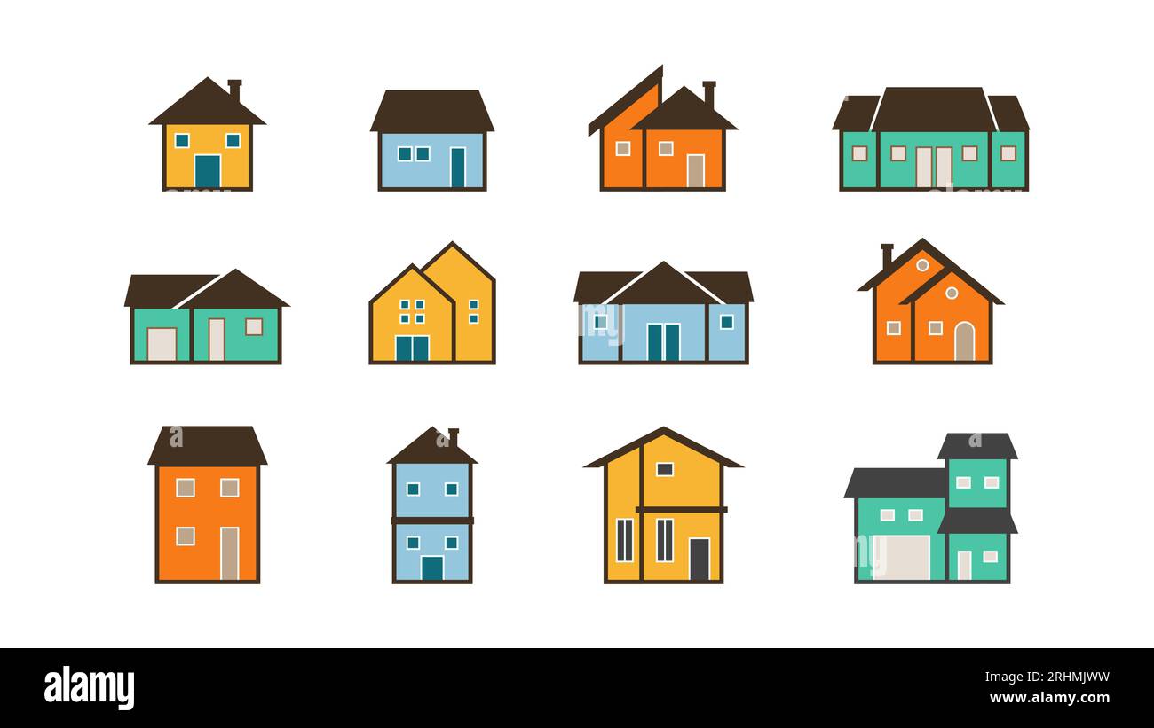 Moderna illustrazione Vector della Casa Suburban - ideale per il design di immobili e proprietà, elementi piatti colorati pastello. Illustrazione Vettoriale