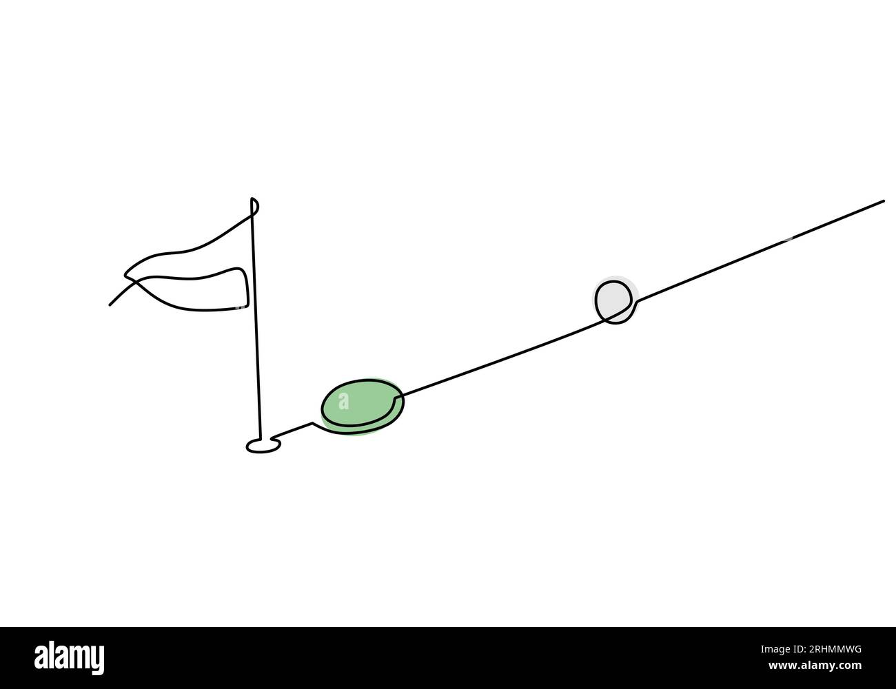 Mini golf Ball One Line Drawing: Tema sportivo continuo disegnato a mano Illustrazione Vettoriale