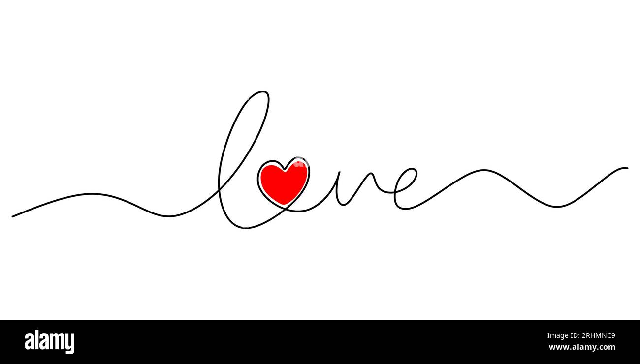 Un disegno a linee continuo tipografia linea art of Love scrittura di parole isolato su sfondo bianco. Illustrazione Vettoriale