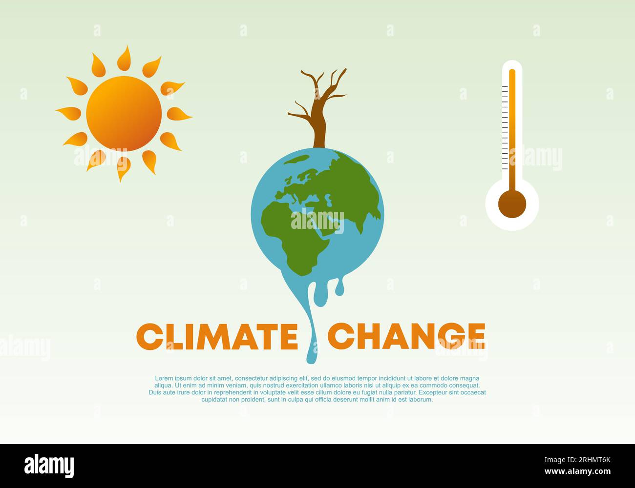 Cambiamento climatico e salvataggio del pianeta sfondo del poster. Giornata mondiale dell'ambiente, biotecnologia, una città sul pianeta. Illustrazione Vettoriale