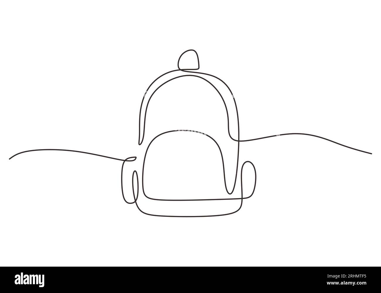 Una singola linea continua di sacchetti per bambini isolati su sfondo bianco. Illustrazione Vettoriale
