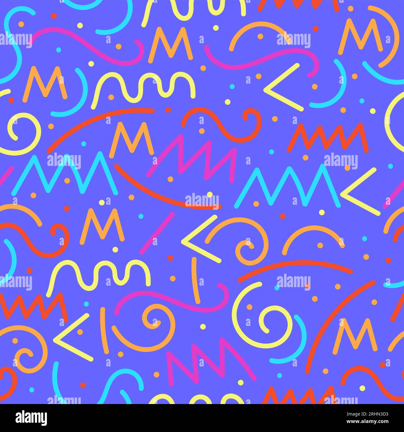 divertente linea colorata motivo senza cuciture isolato su sfondo viola. Illustrazione Vettoriale