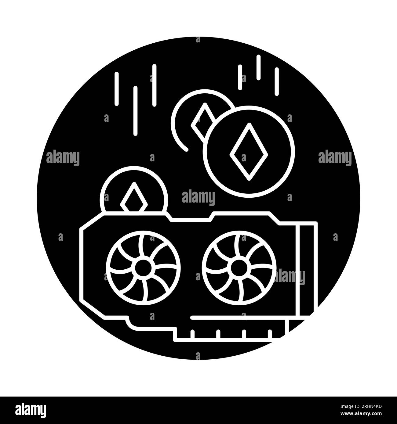 Icona linea nera mineraria. Denaro virtuale. Pittogramma per pagina web. Illustrazione Vettoriale