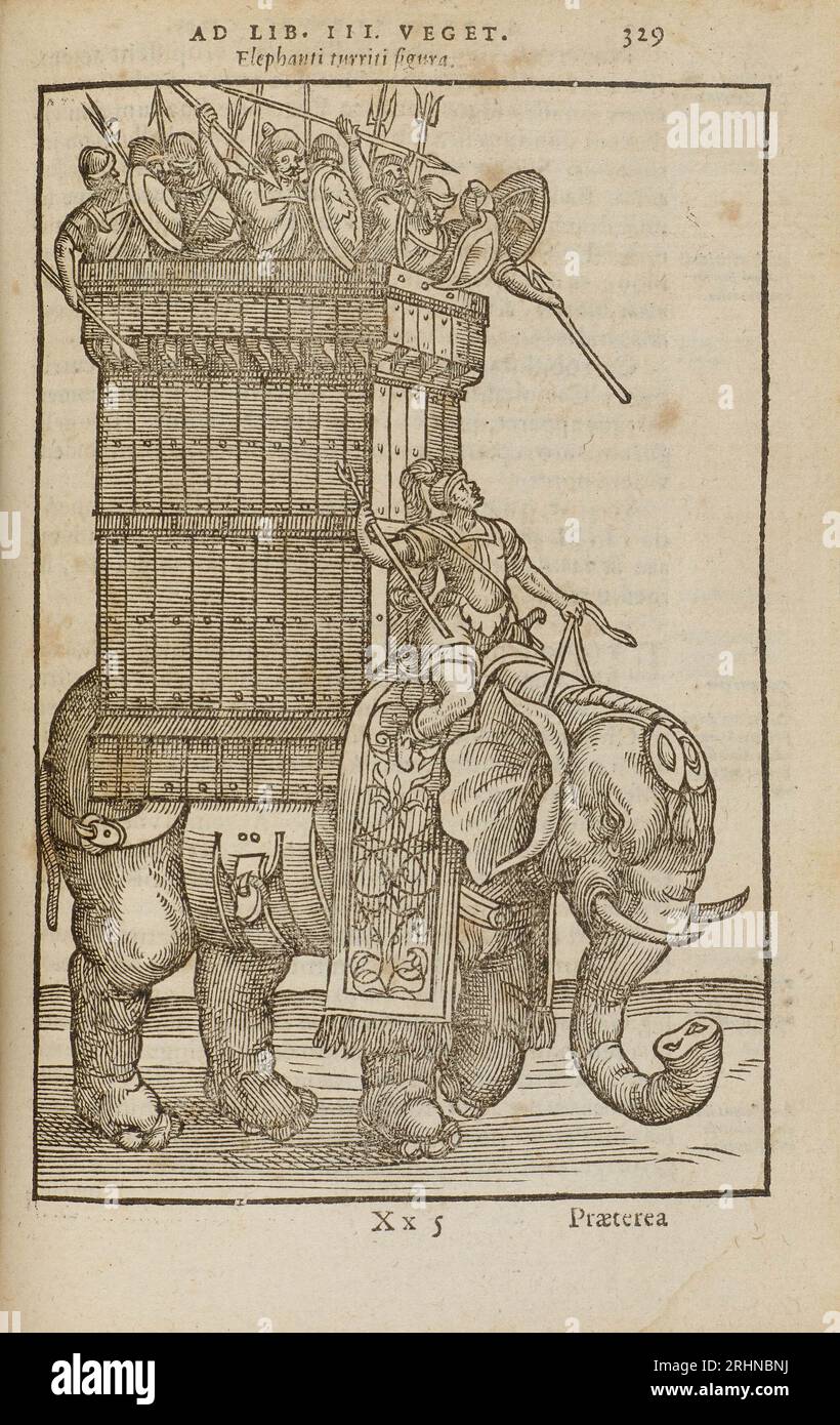 Elefante da guerra. Da "De re militari" di Vegetius. Museo: COLLEZIONE PRIVATA. Autore: ANONIMO. Foto Stock