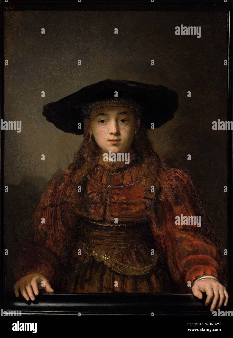 The Girl in a Picture Frame (la sposa ebraica). Museo: Castello reale, Varsavia. Autore: Rembrandt van Rhijn. Foto Stock
