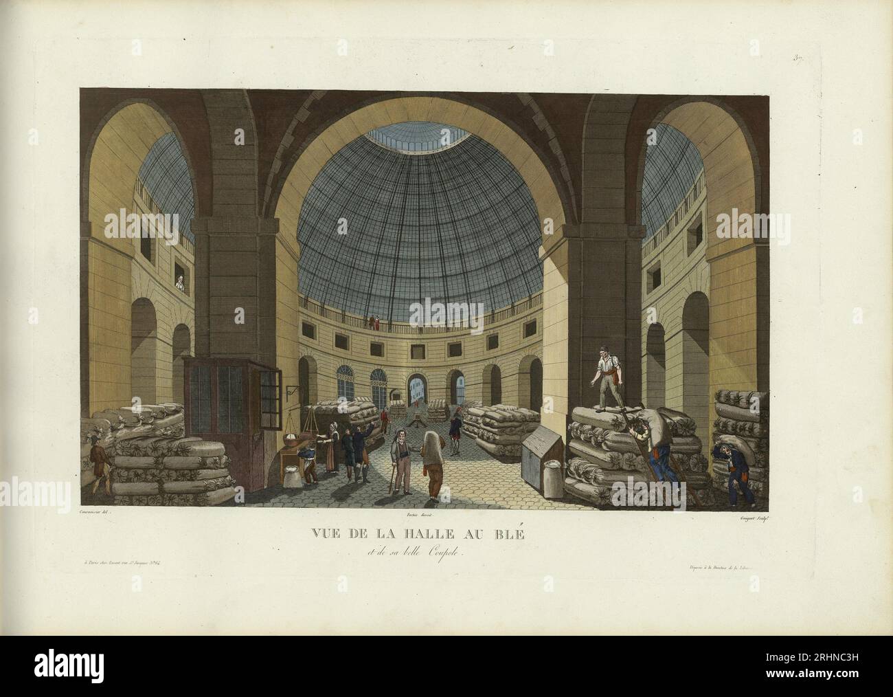 Vue de la halle au blé et de sa belle coupole. Museo: COLLEZIONE PRIVATA. Autore: Henri Courvoisier-Voisin. Foto Stock