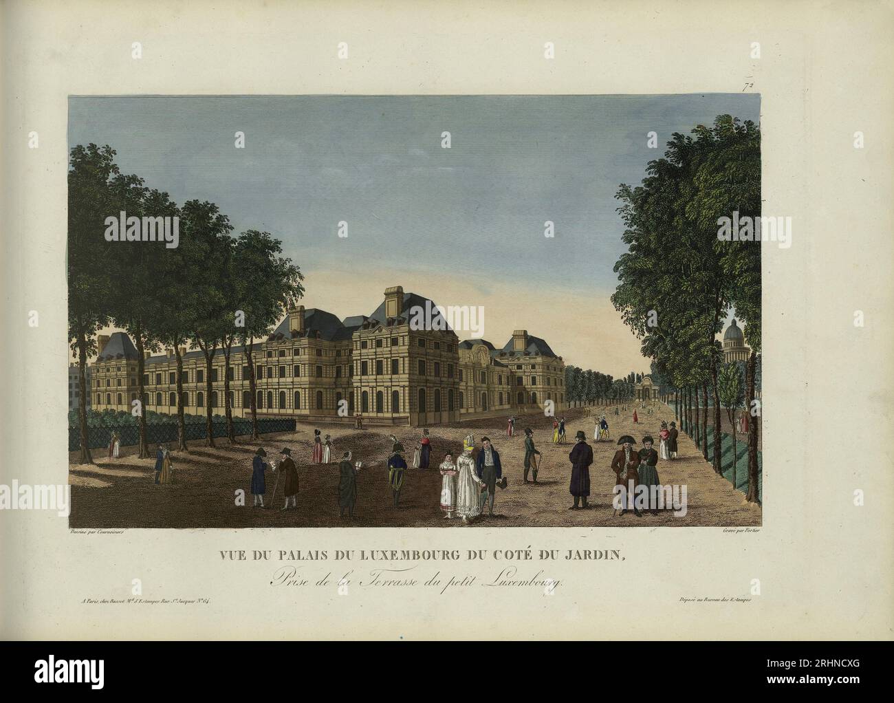 Vue du palais du Luxembourg du côté du jardin, pry de la terrasse du Petit-Luxembourg. Museo: COLLEZIONE PRIVATA. Autore: Henri Courvoisier-Voisin. Foto Stock