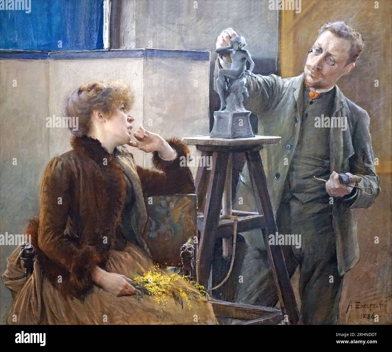 Ritratto dello scultore Ville Vallgren (1855-1940) e di sua moglie Antoinette. Museo: Göteborgs Konstmuseum. Autore: Albert Gustaf Aristides Edelfelt. Foto Stock