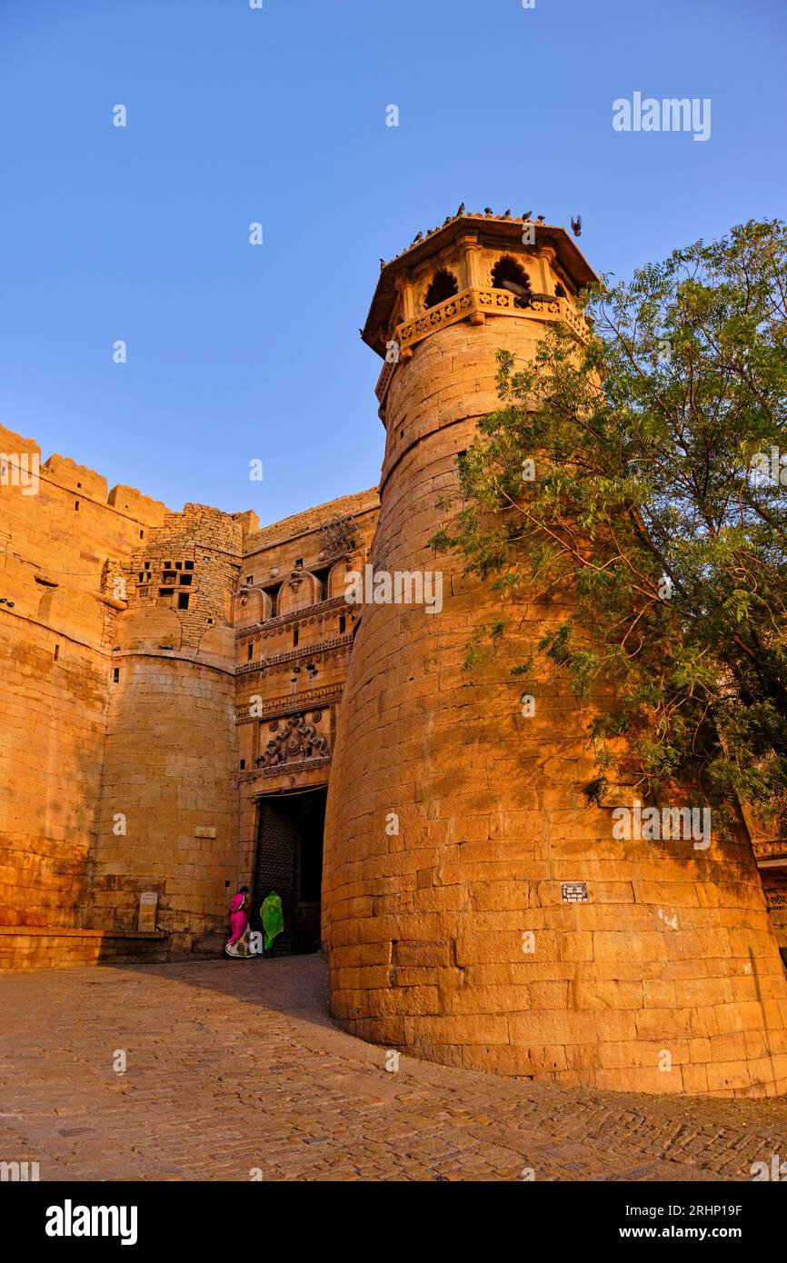 India, Stato del Rajasthan, collina del Rajasthan classificata come patrimonio mondiale dell'UNESCO, Jaisalmer, la fortezza Foto Stock