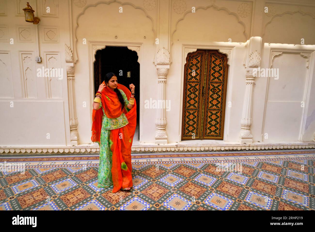 India, stato del Rajasthan, Bikaner, forte Junagarh costruito in arenaria rossa nel XVI secolo Foto Stock