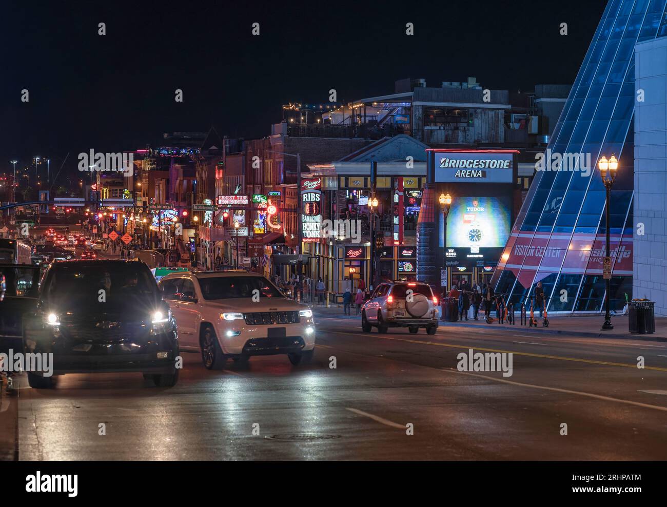 Vita notturna a Broadway di Nashville Foto Stock
